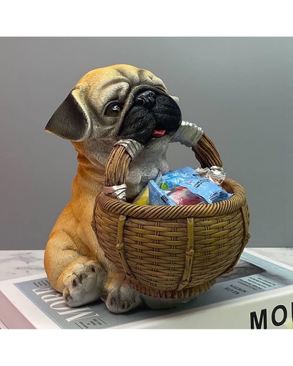 YY2042 Sepetli Köpek Ağzında Sepet Tutan Silikon Kalıp – Sevimli ve Şık Dekoratif Hediye!